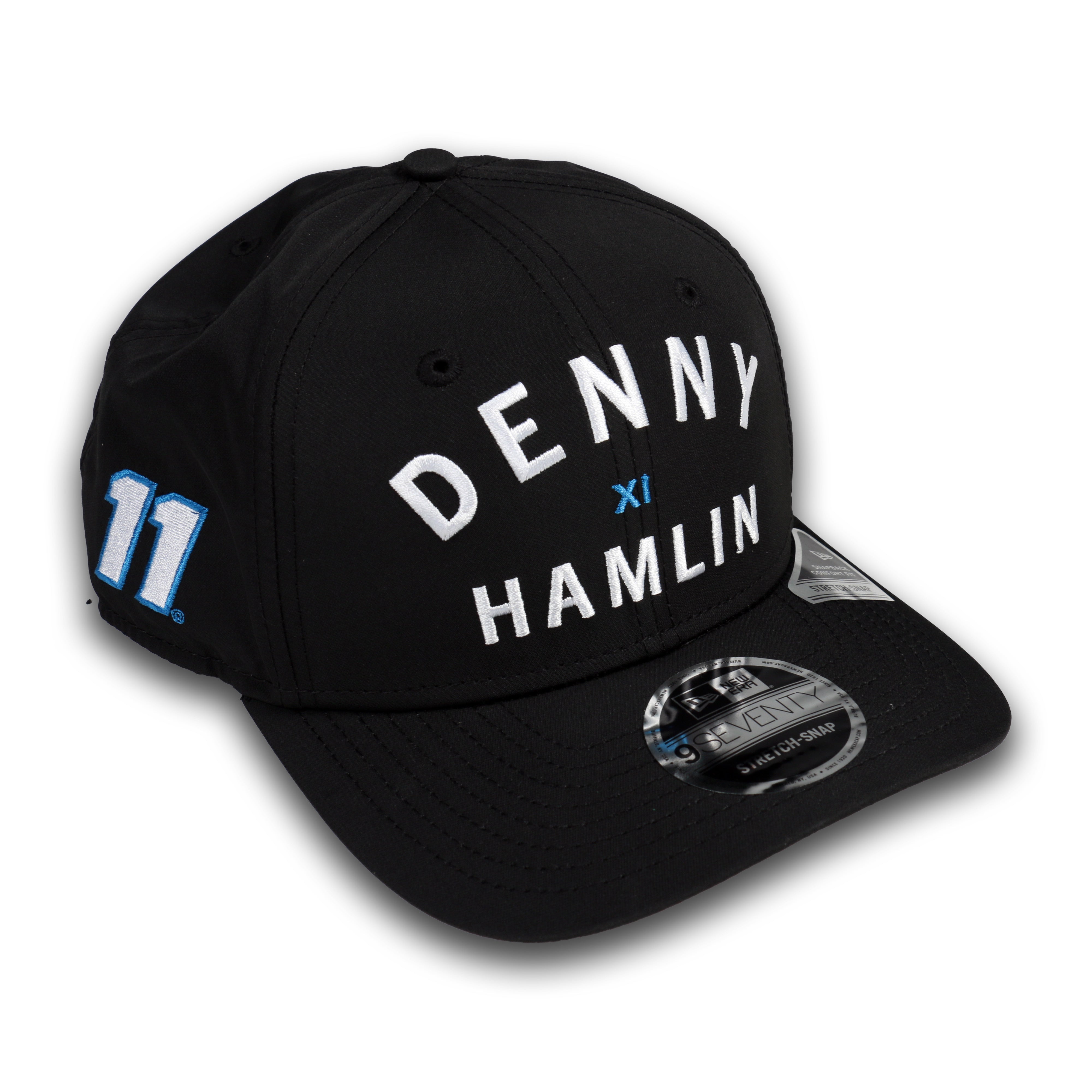Denny Hamlin No. 11 New Era Arch 970 Stretch Snap Trucker Hat