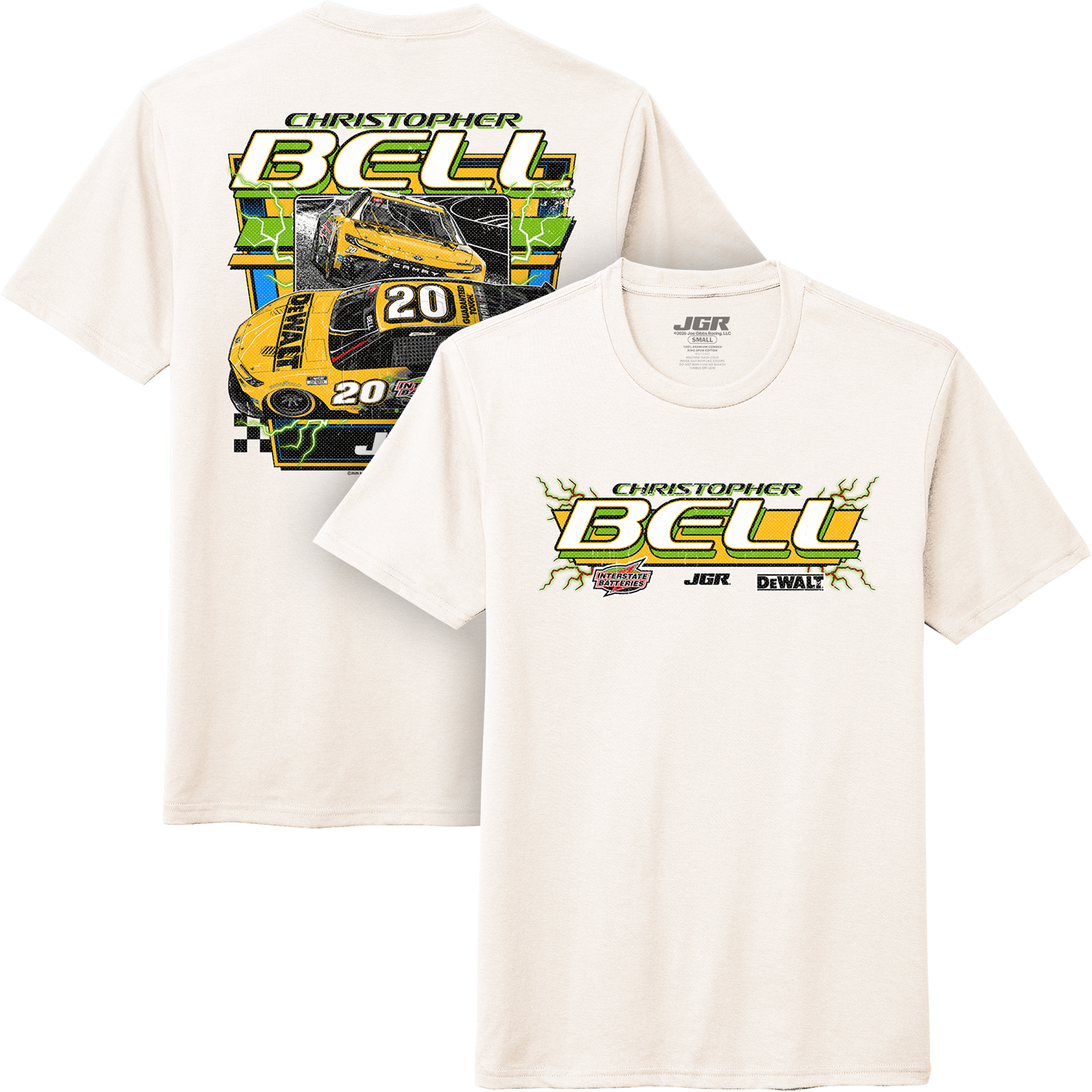 2026 Christopher Bell DeWalt/Interstate Natural 2-Spot Tee – Joe
