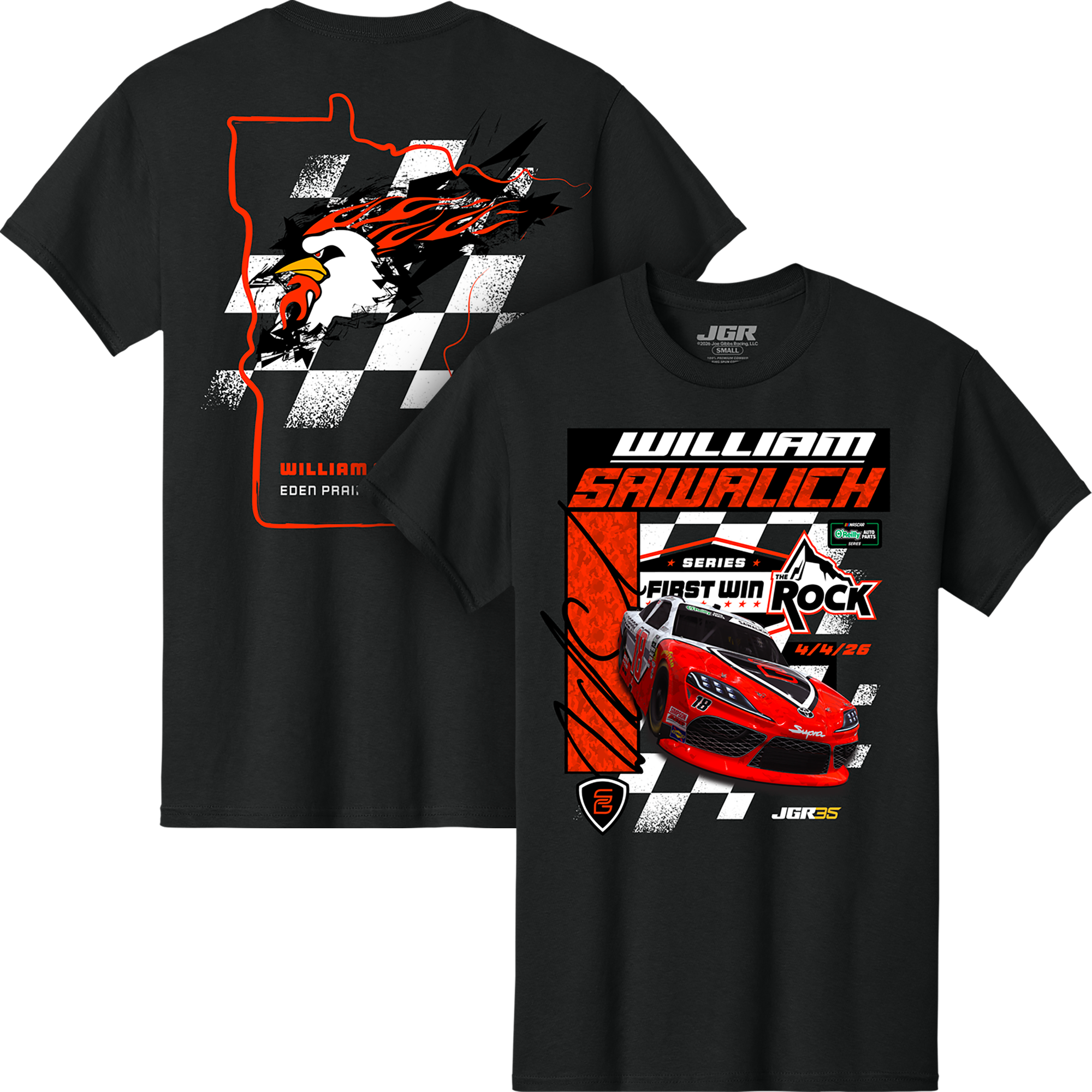 William Sawalich No 18 Soundgear Rockingham WIN Tee – Joe Gibbs