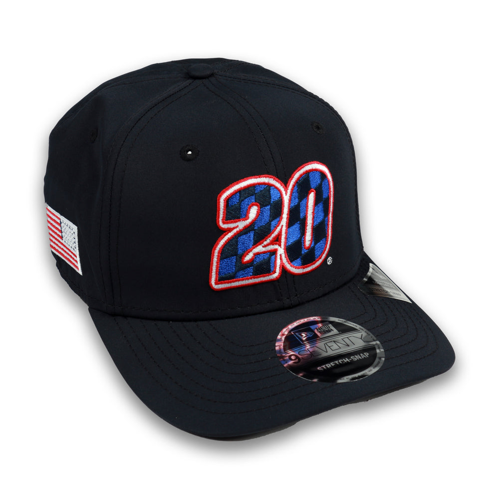 Christopher Bell No. 20 New Era 970 SS Checks USA Navy
