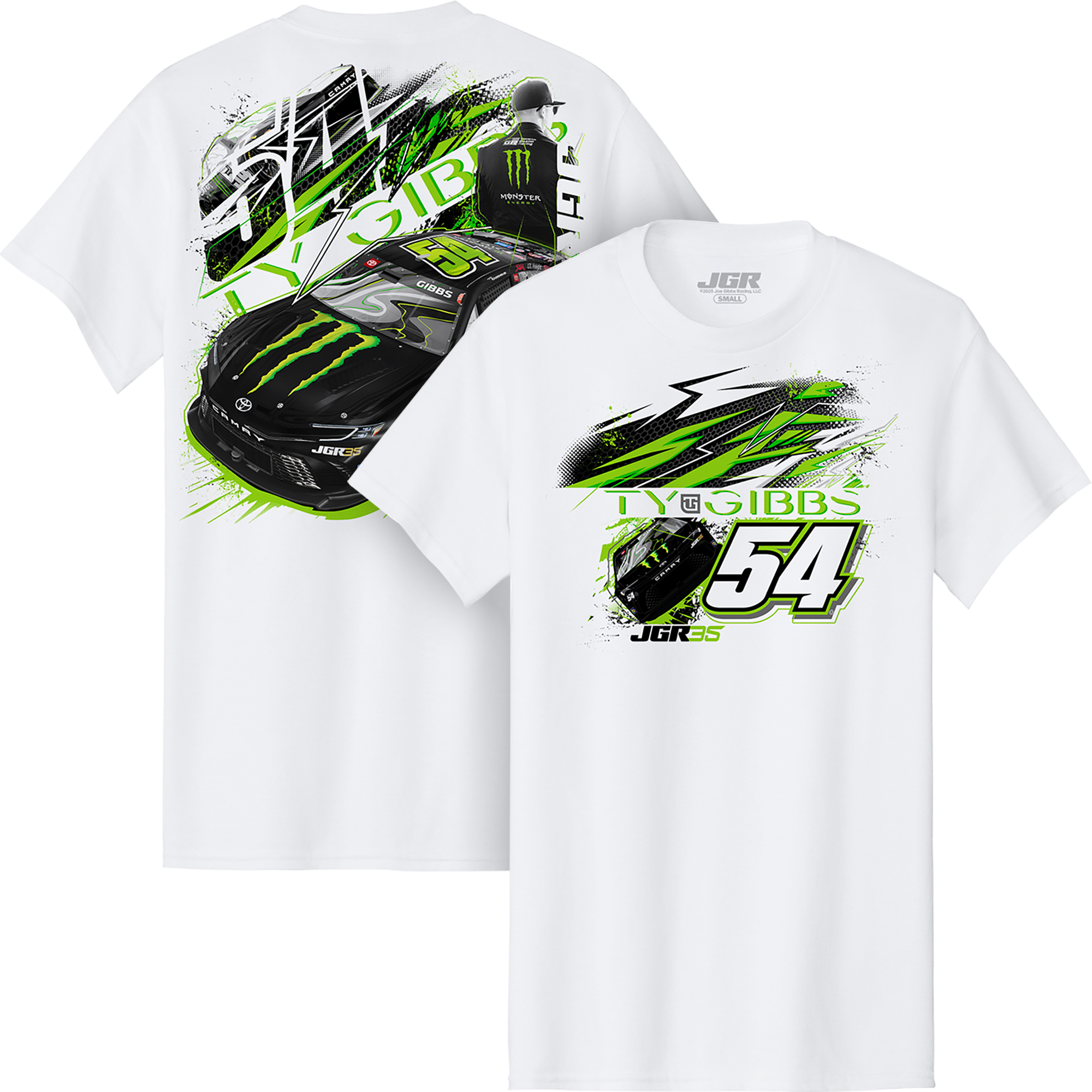 Ty Gibbs TG54 2026 Monster White Car Tee – Joe Gibbs Racing Store