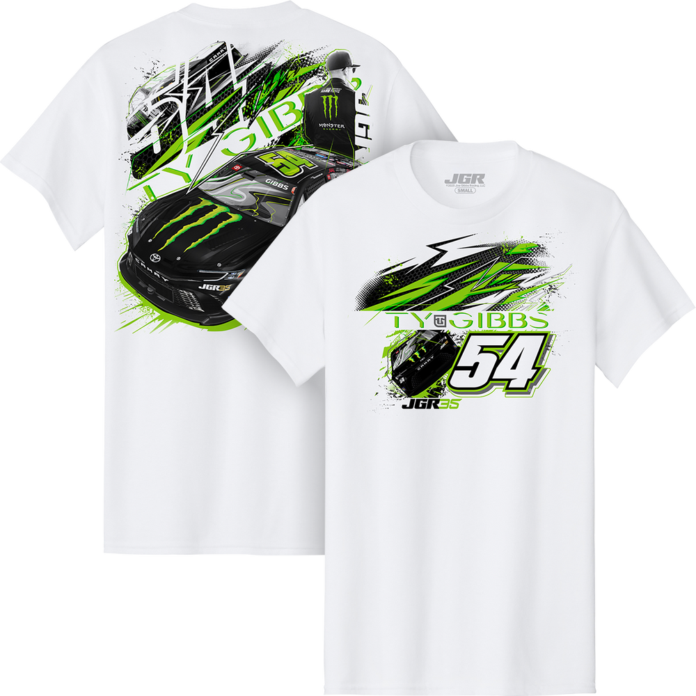 Ty Gibbs TG54 2026 Monster White Car Tee – Joe Gibbs Racing Store