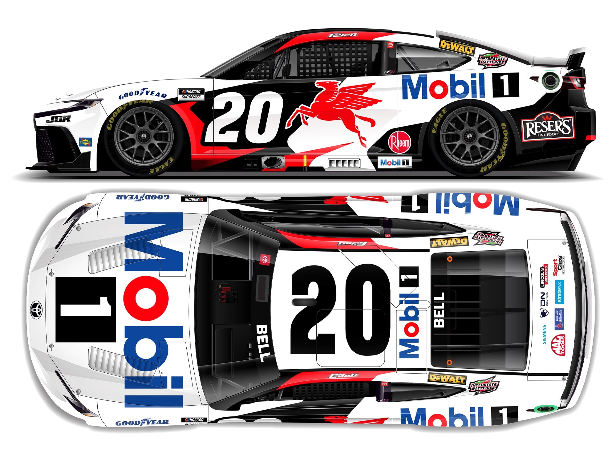 2025 1:64 Christopher Bell No. 20 Mobil 1 Diecast – Joe Gibbs