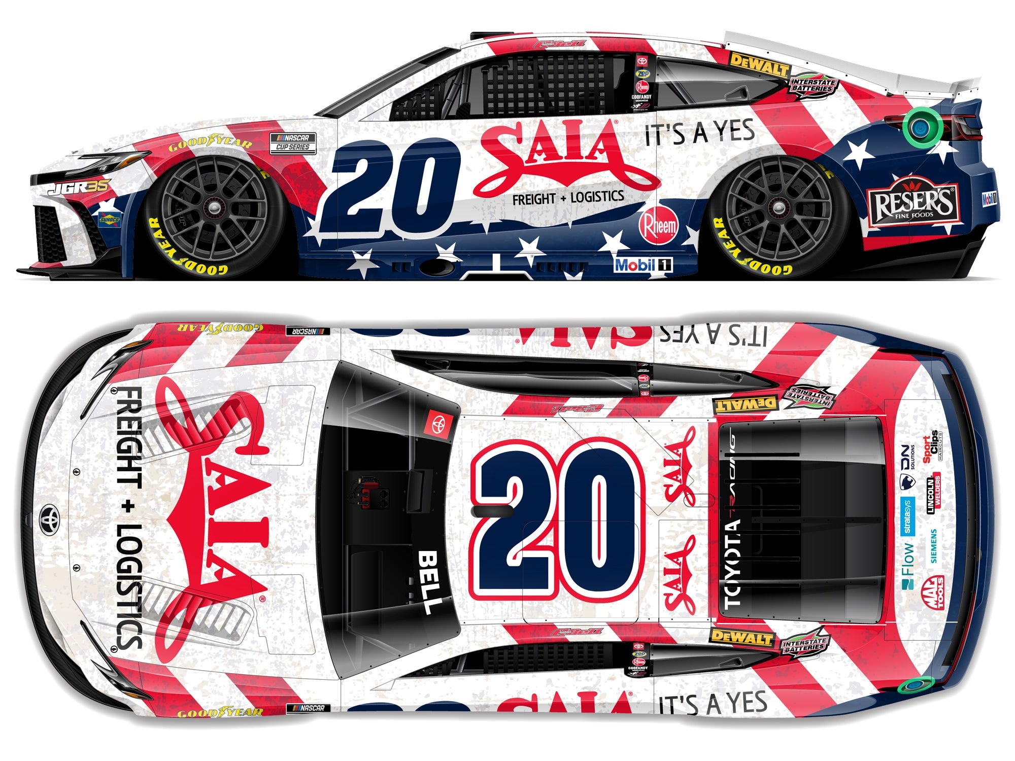 2026 1:24 Christopher Bell No 20 SAIA LTL Patriotic – Joe Gibbs