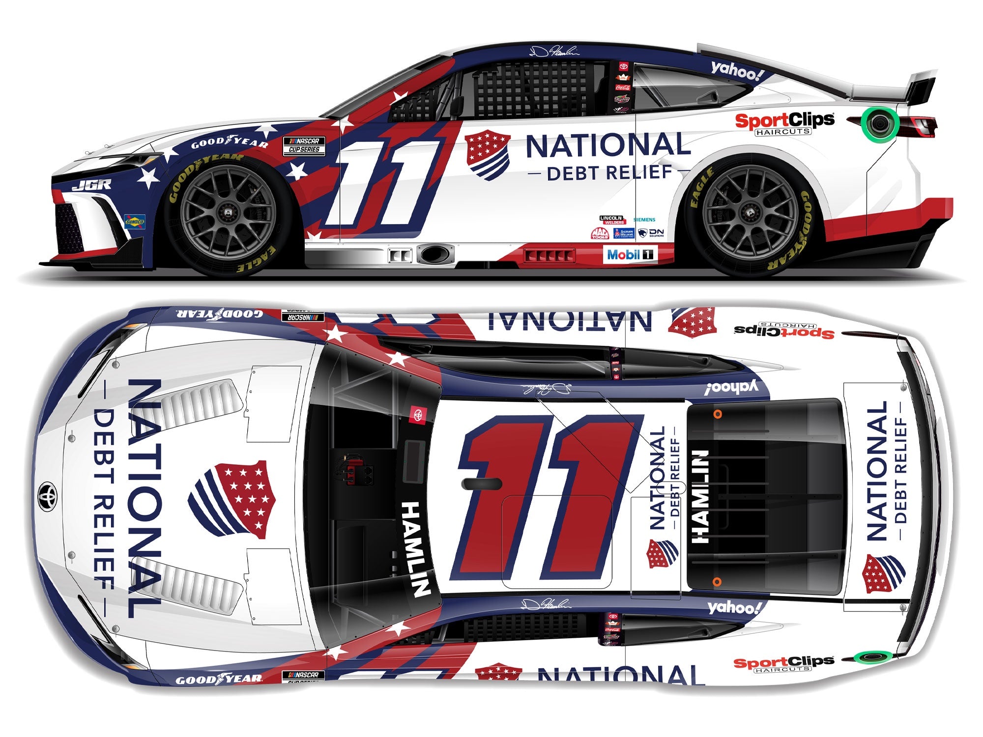 2025 1:24 Denny Hamlin National Debt Relief Diecast – Joe Gibbs