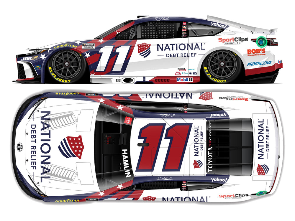 2025 1:64 Denny Hamlin National Debt Relief Diecast – Joe Gibbs