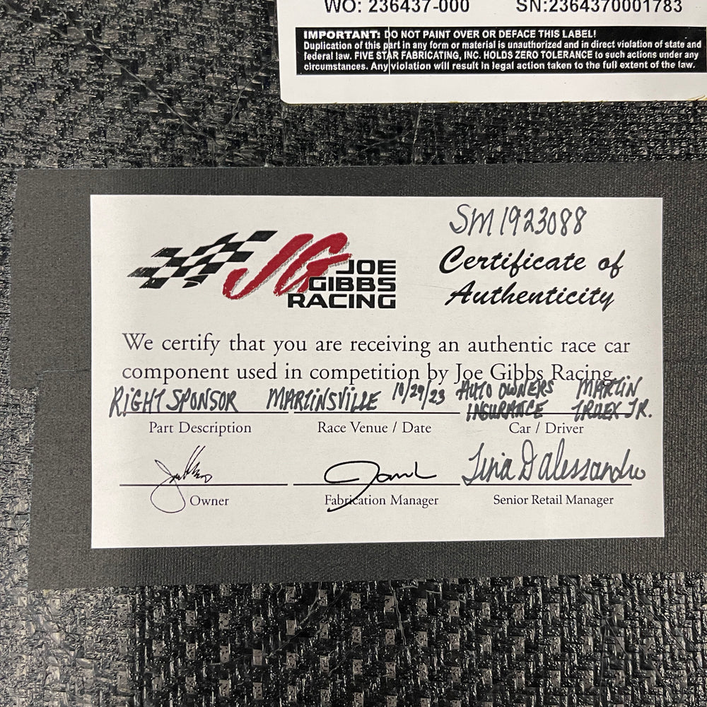 Martin Truex Jr Sheetmetal - Right Sponsor Auto Owners Insurance - Martinsville Race 10/29/23