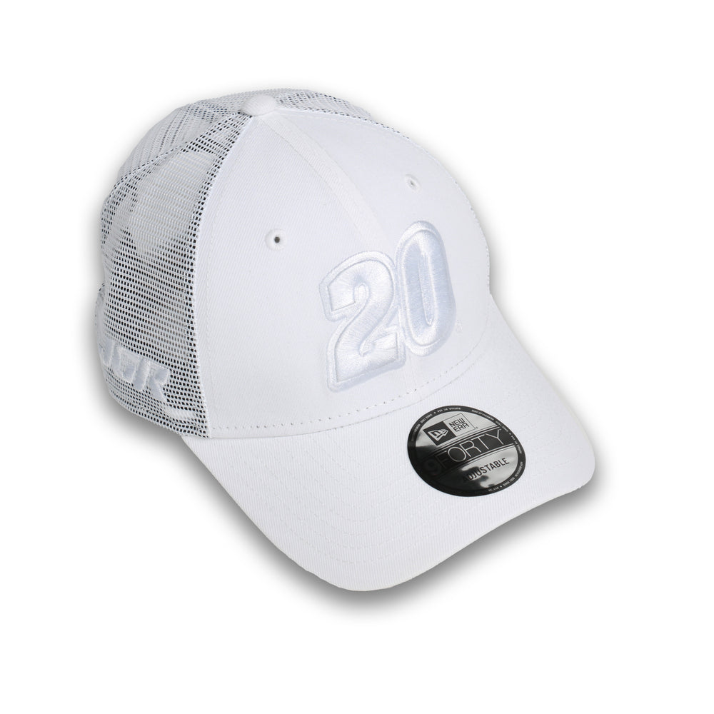 Christopher Bell No. 20 New Era 940 Trucker Whiteout