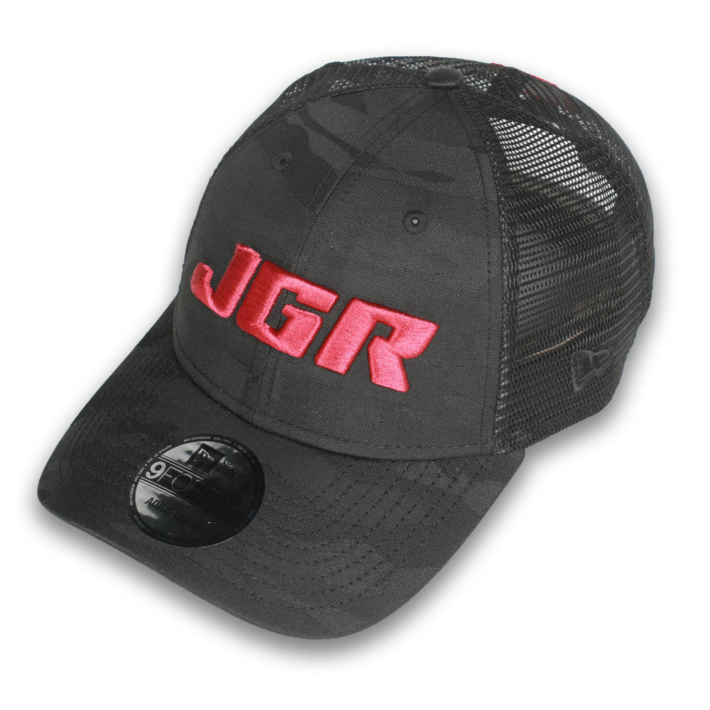 JGR -Toyota Team New Era 940 Black Camo Trucker w/ Burgundy JGR