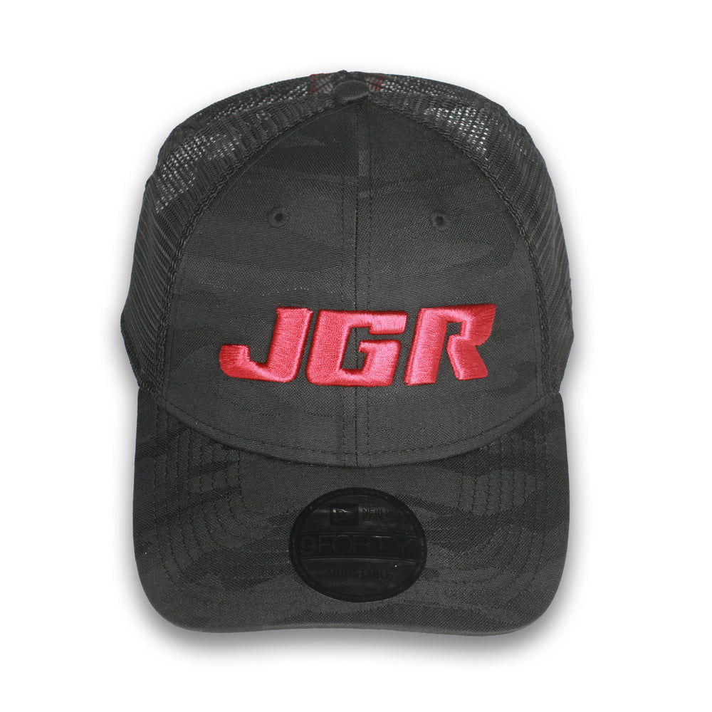 JGR -Toyota Team New Era 940 Black Camo Trucker w/ Burgundy JGR