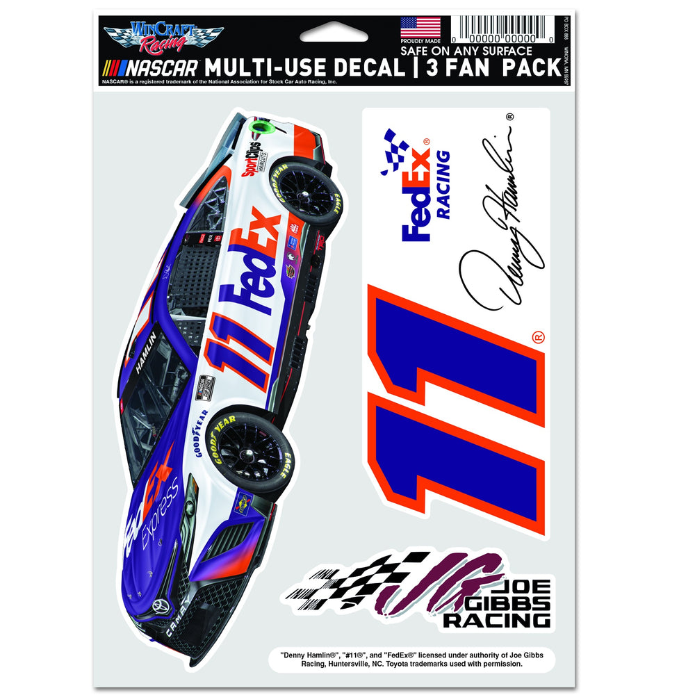 Denny Hamlin  FedEx 2022 Multi Use Decal 3 Fan Pack