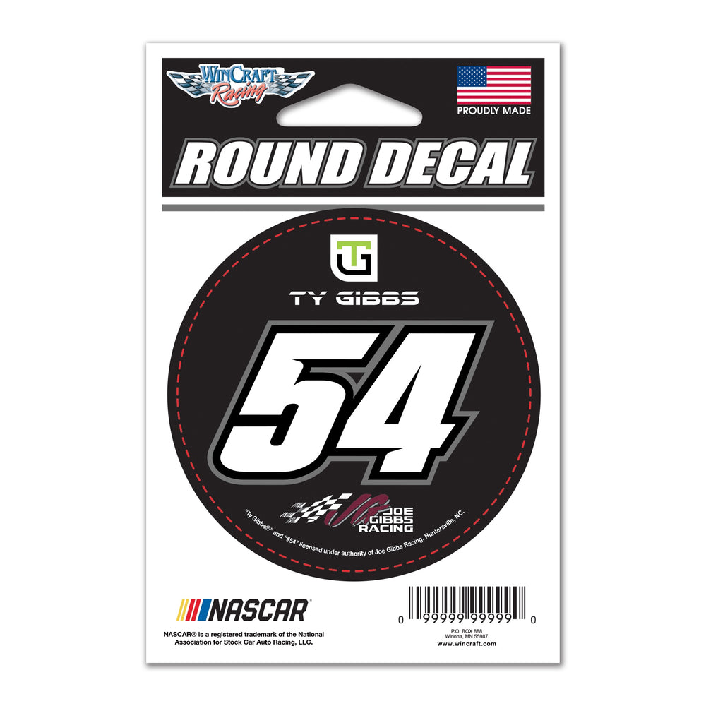 Ty Gibbs No. 54   3" Round Decal