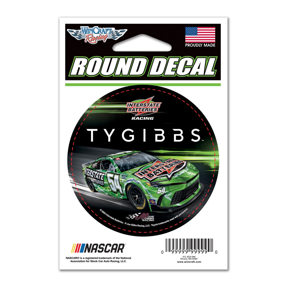 Ty Gibbs #54 Interstate Batteries  Round Decal 3x3