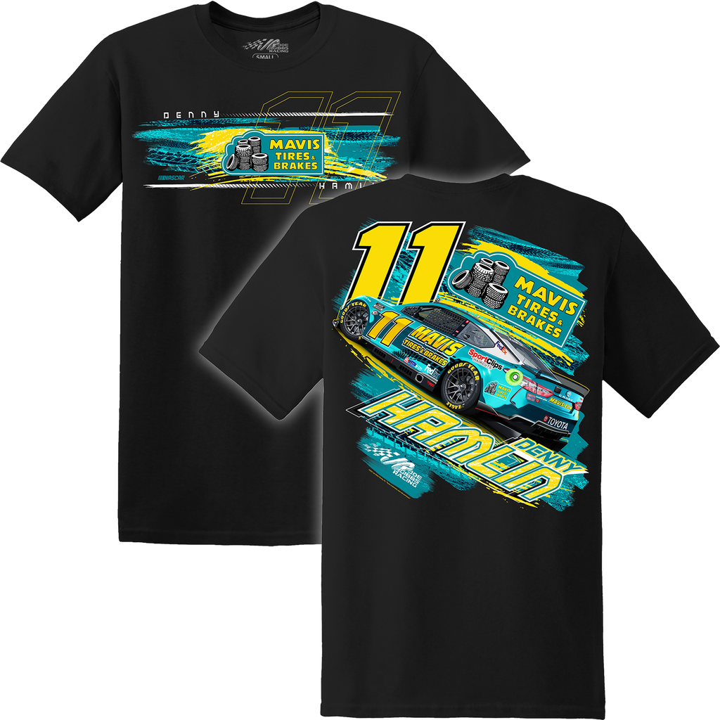 Denny Hamlin Mavis Tires & Brakes Blk 2 Spot Tee Joe Gibbs Racing Store