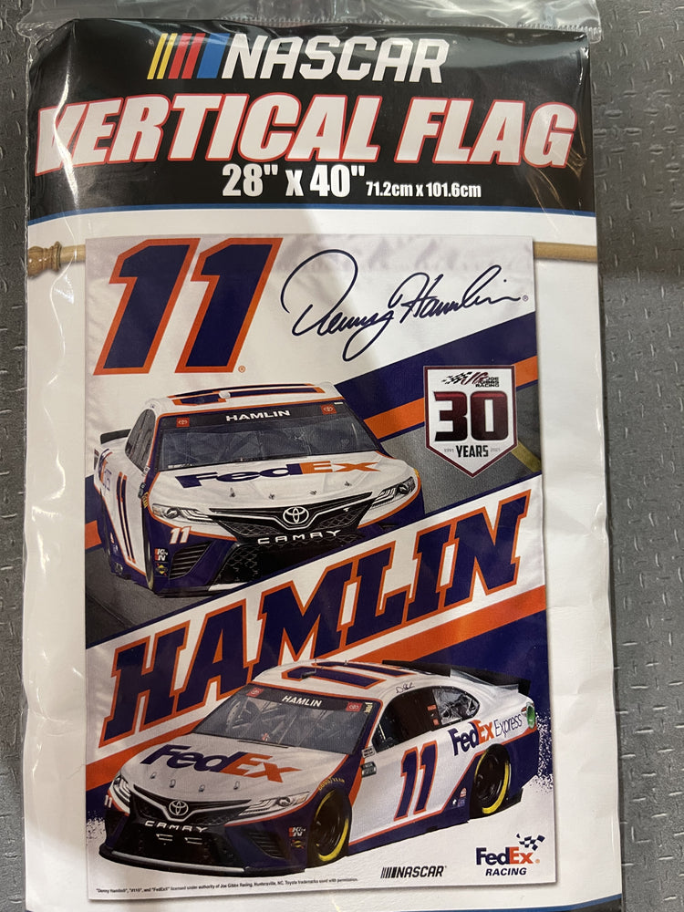 Denny Hamlin FedEx Express JGR 30 Years 28"x40" Vertical Flag